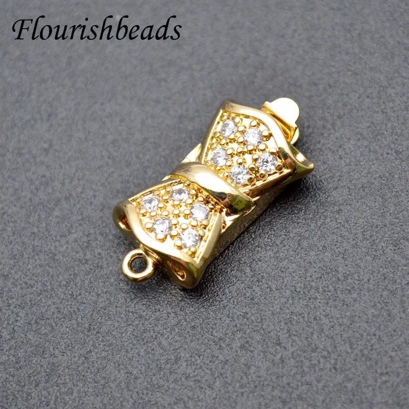 10pcs/lot Various Shape Real Gold Plating Box Clasps Connector CZ Beads Paved DIY for Necklace Bracelet Jewelry Making