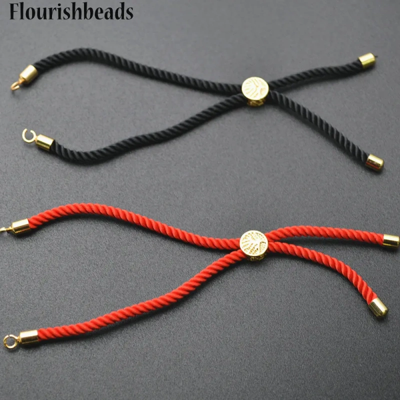 Wholesale 30pc Red Black Color 2.5mm Thickness Braided Cord Thread Slide Movable Life Tree Charm Bracelet Chains Jewelry Making