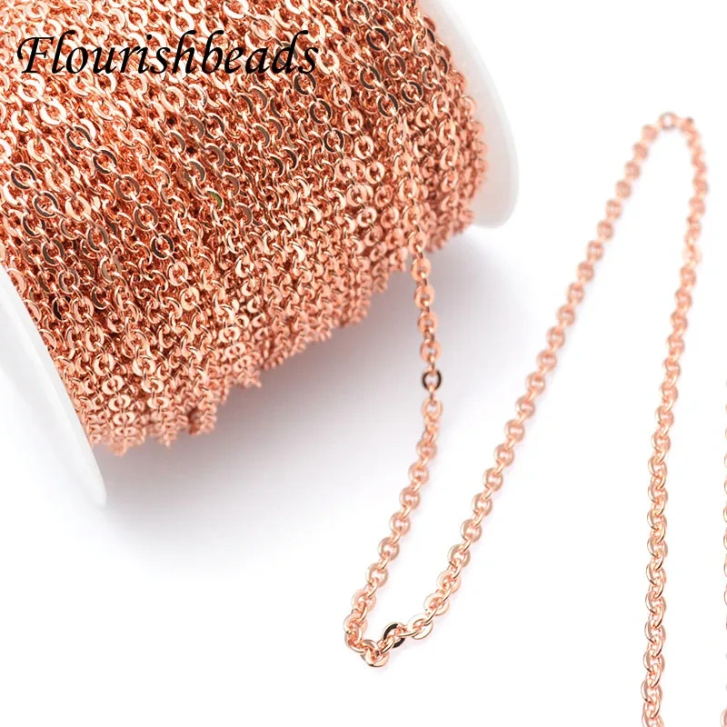 100m High Quality Rose Gold Color Small Size 2~3mm Tiny Copper Necklace Chains Fashion DIY Jewelry Making Supplies