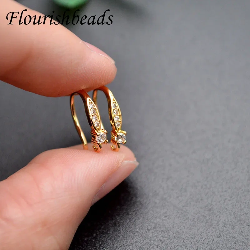 High Quality Nickel-free Anti-rust Zircon Paved  Metal Copper Earring Hooks Jewelry Findings 20pcs Per Lot