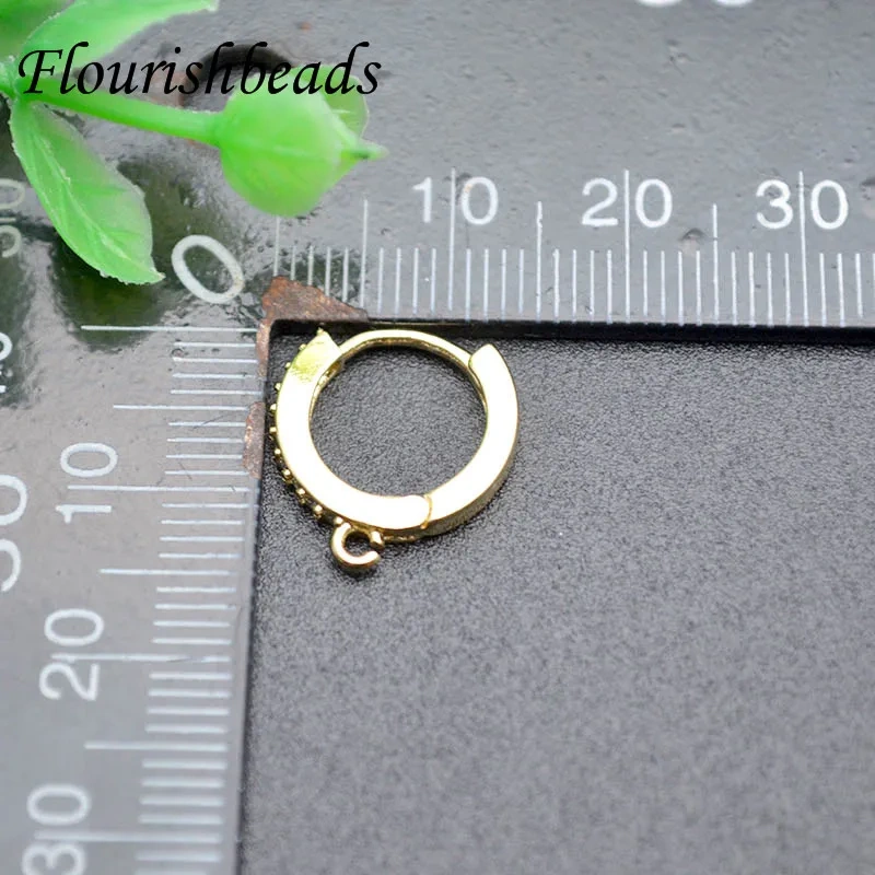 High Quality Nickle Free Anti-fading Round Shape Metal Earring Hooks Zircon Beads Paved Jewelry Findings 30pcs/lot