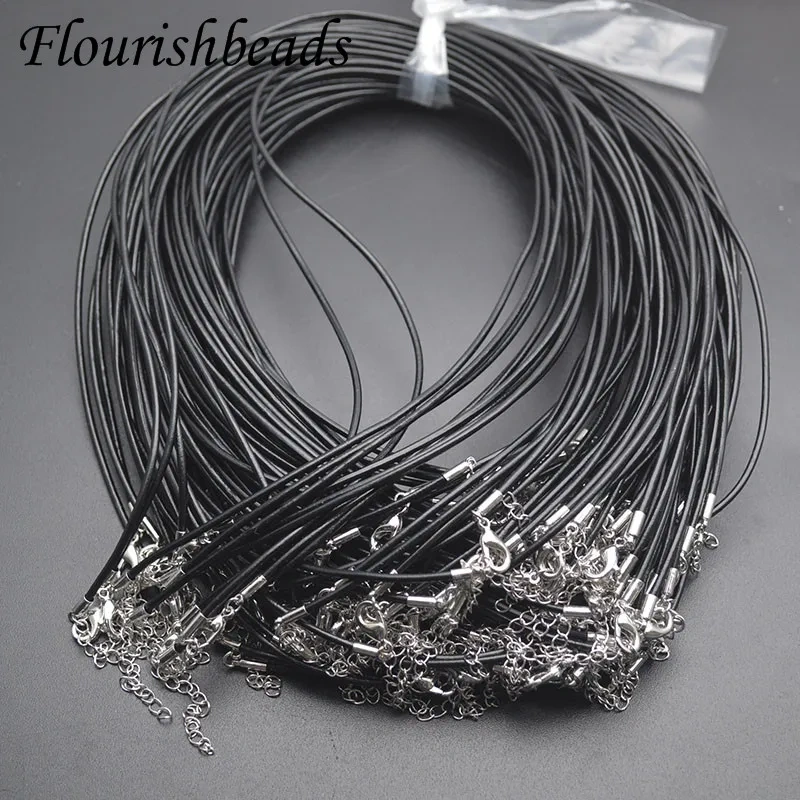 2mm Thickness Black Leather Cord Necklace Chains 16 Inch 24inch  for Women Men DIY Jewelry Making Accessories 100pcs