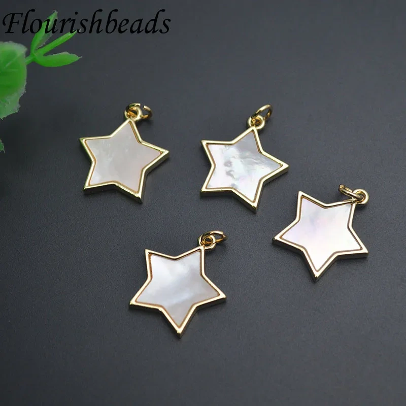 Natural Mother of Pearl MOP Shell Star Shape Pendant Charms DIY Necklace Earrings Jewelry Fingings Accessories