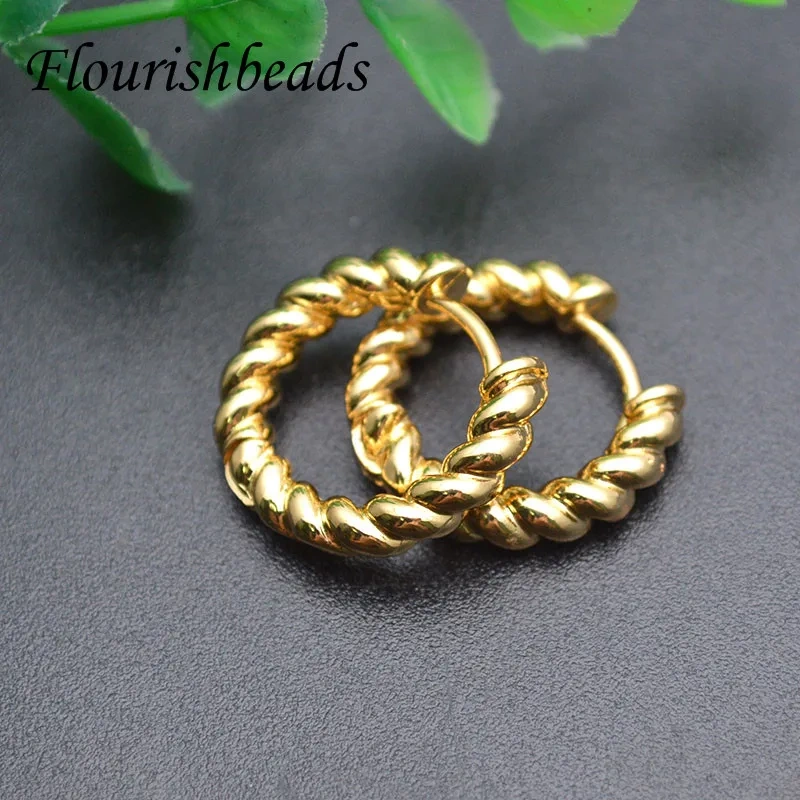 Hight Quality Trendy Twist Design Gold Color Needle Round Earring Hooks for Women Party Jewelry Gift