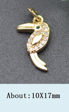 20pc High Quality Nickel-free Zircon Paved Animal Charms Gold  Silver Color Pendant Diy for  Bracelet Jewelry Making Wholesale
