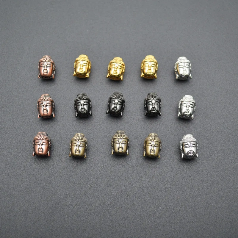 10x14mm Buddha Head Metal Copper Spacer CZ inlaied Loose Beads Multi Colors Charms DIY Jewelry Findings 20pcs/lot