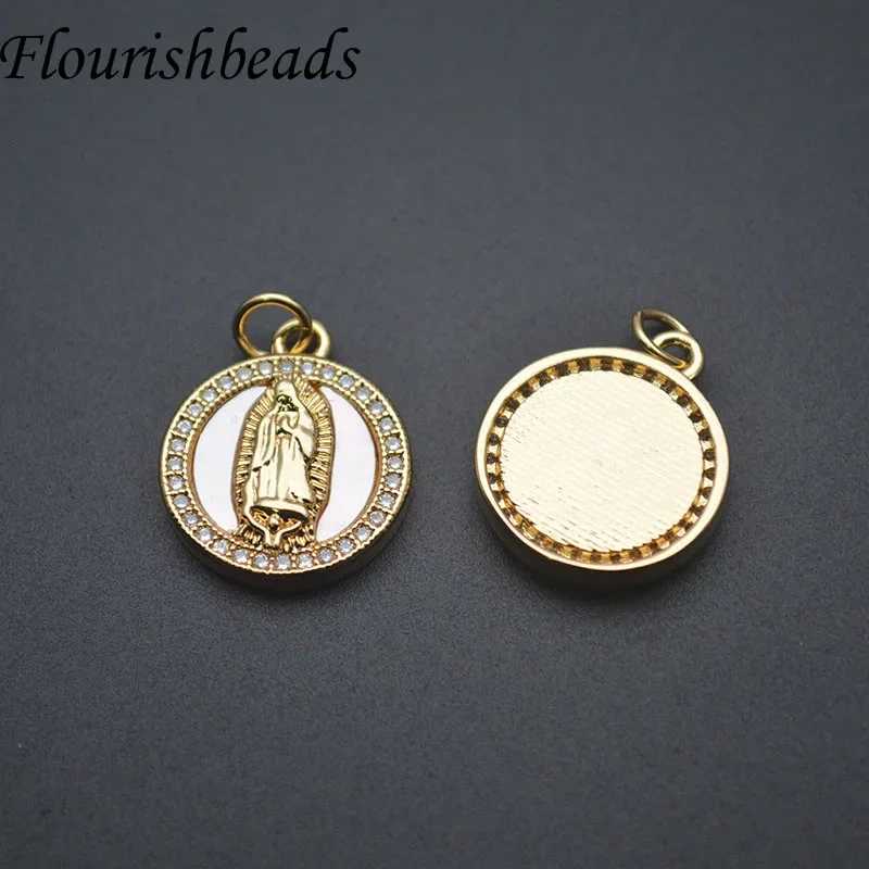 10pcs/lot Vintage Round Virgin Mary Charms Necklaces Pendant for Jewelry Making Christian Accessories
