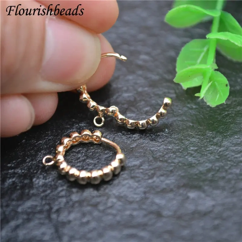 Round Earrings Hooks Real Gold Plating Metal Ear Wires DIY Women Fashion Jewelry Making Components 50pieces