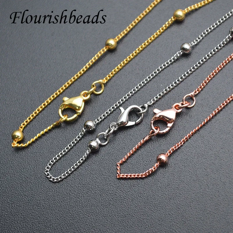 20pcs/lot Gold Rhodium Color Necklace Chains Bulk Lot Metal Ball Bead Necklace Chains for Diy Jewelry Making Supplies