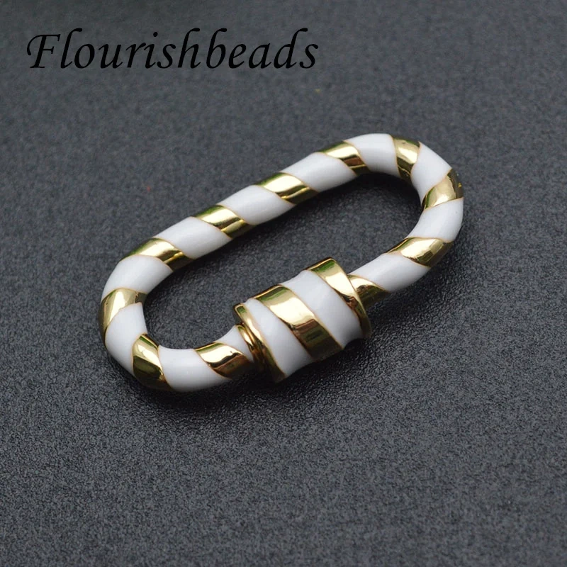 10pcs/lot High Quality Metal Enamel Screw Clasps Oval Rainbow Lock Carabiner  Supplies for Jewelry Making Accessories