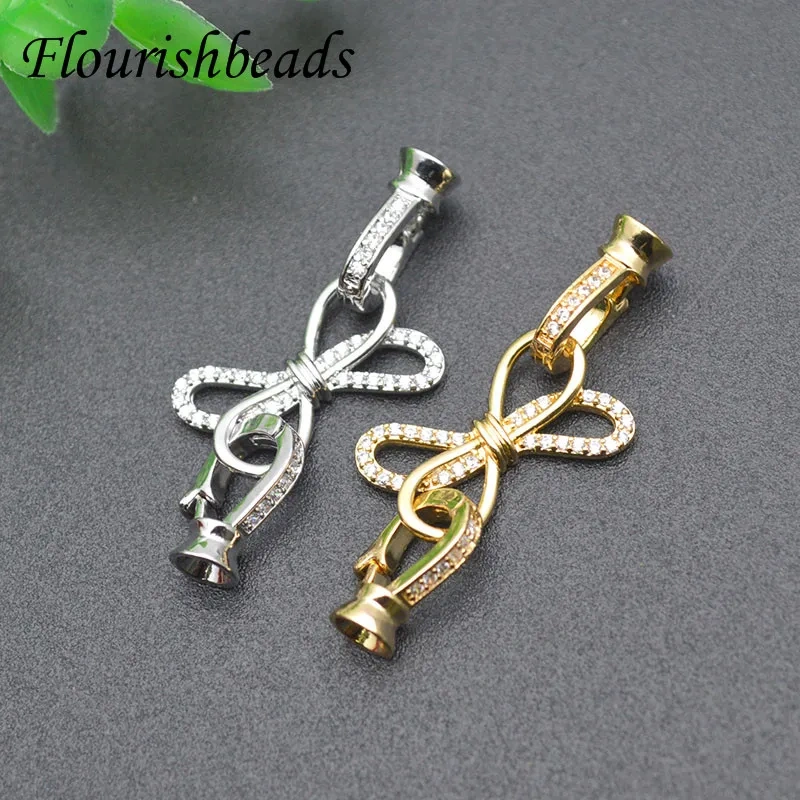 Handmade Accessories Gold Silver Plated Bow-knot Connector Fastener Closure Clasps for DIY Jewelry Making