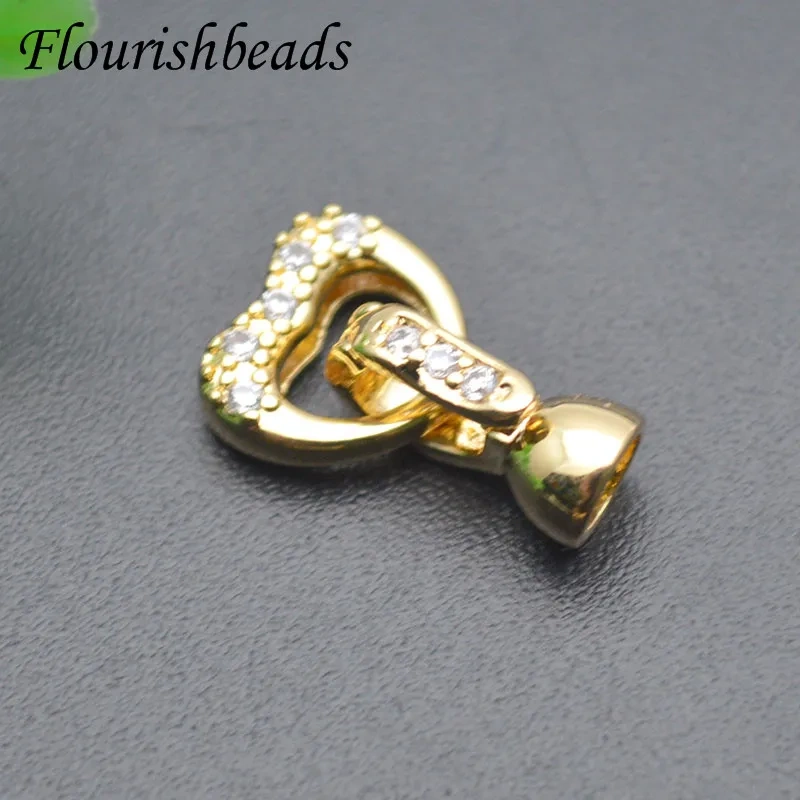 10x15mm Heart Shape Micro Pave CZ Rhinestone Necklace Clasps or Bracelet Charms Fashion Jewelry Findings 10pc per lot
