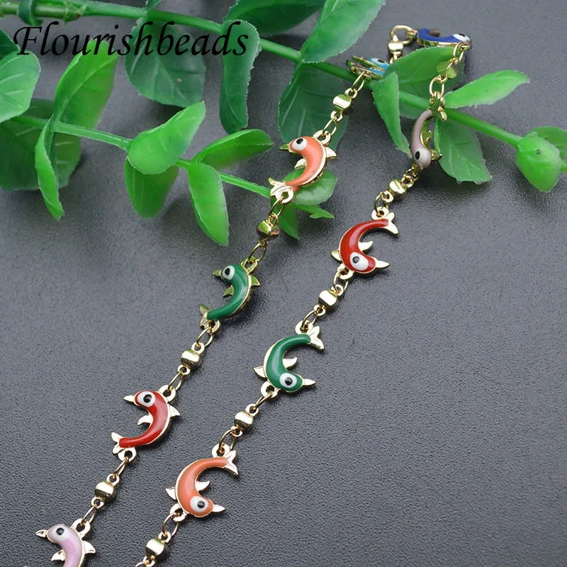 Brass Gold Plating Cute Animal Dripping Enamel Chains DIY Nickel Free Bracelet Jewelry Findings Supplier 3 Meter/lot