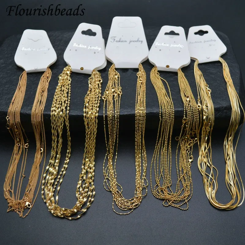 Gold Necklace Chain for Women Men Snake Link Ball Twist Curb Chains Fashion Jewelry Making Components 20strands