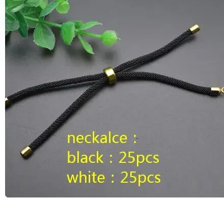 Jewelry Findings White Black String Rope Woven Chain Adjustable Chains for Women Diy Handmade Necklace 50pcs/lot