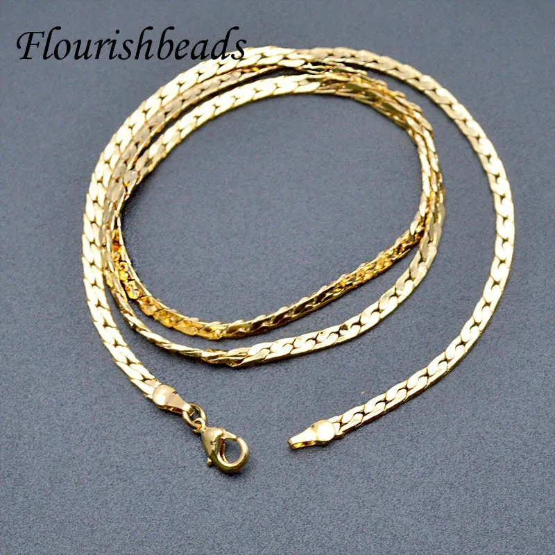 Nickle Free Good Quality Gold Color Flat Necklace Chains 23&quot; Length Jewelry Findings 10pc /lot Wholesale Lots Bulk