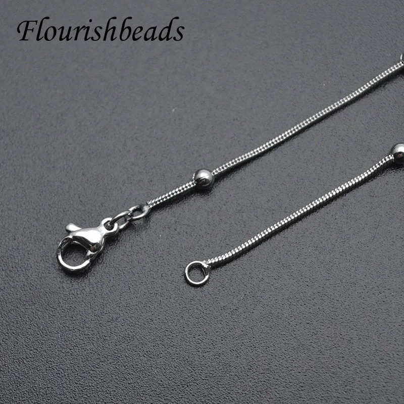 High Quality Nickel Free Snake Chain with Beads Lobster Clasp Necklace Chains Jewelry Findings Wholesale 30pcs/lot