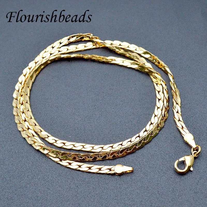 Nickle Free Good Quality Gold Color Flat Necklace Chains 23&quot; Length Jewelry Findings 10pc /lot Wholesale Lots Bulk