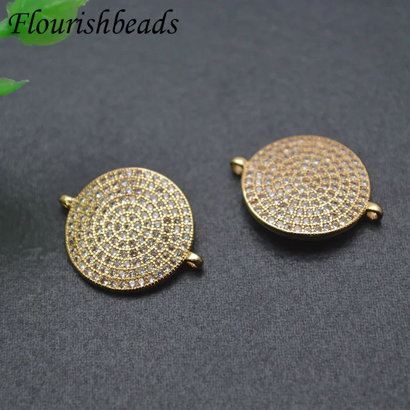 15x20mm Gold Color Round Paved Rhinestone Beads Connector for Jewelry Making Bracelets Necklaces
