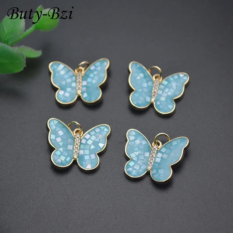 18x20mm Natural MOP Shell Bule Color Butterfly Charms Pendant DIY Necklace Bracelet Earrings for Jewelry Making 5pcs/lot