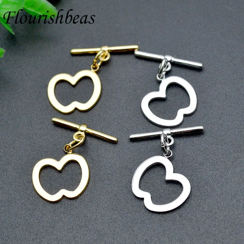 20pc High Quality Anti Fade Brass Gold Plated Color Apple Shape Bracelet O Toggle Clasps Diy Jewelry Accessories