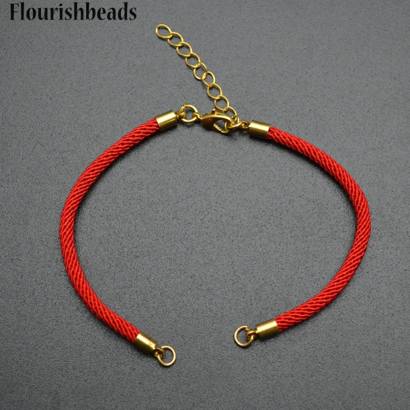 Red / Black Color 2.5mm Thickness Braided Thread Cord Lobster Clasps Extender Chains fit Charm Bracelet Jewelry Making 20pc/Lot