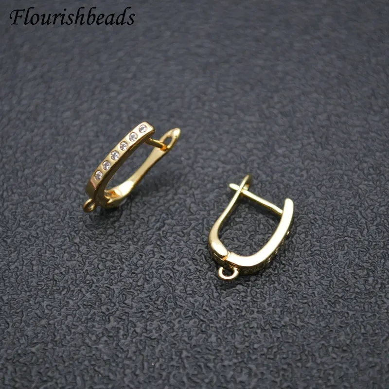 Gold / Silver Color Metal Earrings Hooks Real Gold Plating Ear Wires Connectors DIY Women Jewelry Findings Components 50pc