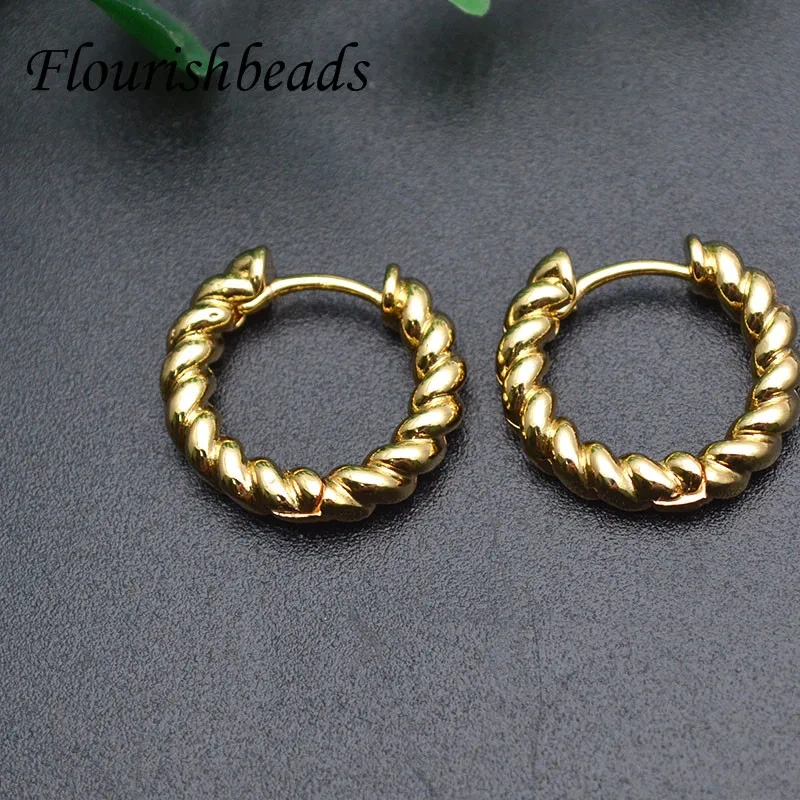 Hight Quality Trendy Twist Design Gold Color Needle Round Earring Hooks for Women Party Jewelry Gift