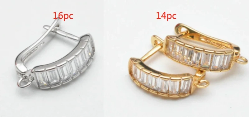2021 New Design High Quality Baguette CZ Paved Popular Earring Hooks DIY Jewelry Findings Drop Earrings Making Accessories