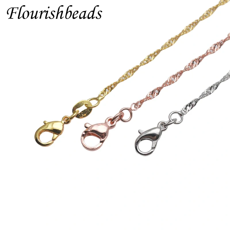 30Pcs/Lot Gold Rhodium Color Water Wave Shape Chains Women Necklace DIY Jewelry Making Accessories