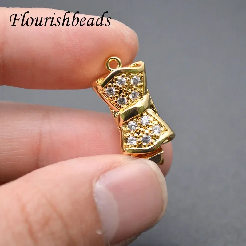 10pcs/lot Various Shape Real Gold Plating Box Clasps Connector CZ Beads Paved DIY for Necklace Bracelet Jewelry Making