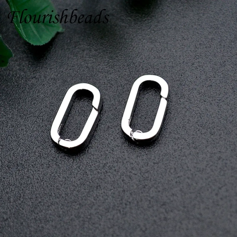 10pcs/lot Snap Oval Shape Spring Clasps Hooks Gold Silver Plated for DIY Keychain Neckalce Bracelet  Jewelry Making Supplies