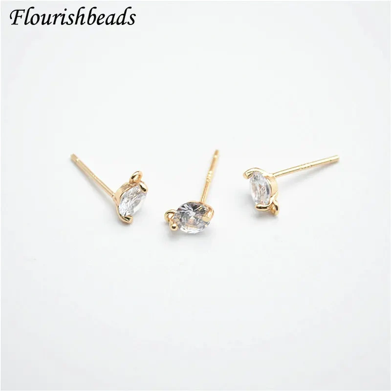 Real Gold Plating Ear Stud Anti-rust Nickle Free Metal Ear Wire DIY Earrings Fashion Jewelry Components 50pcs/ Lot