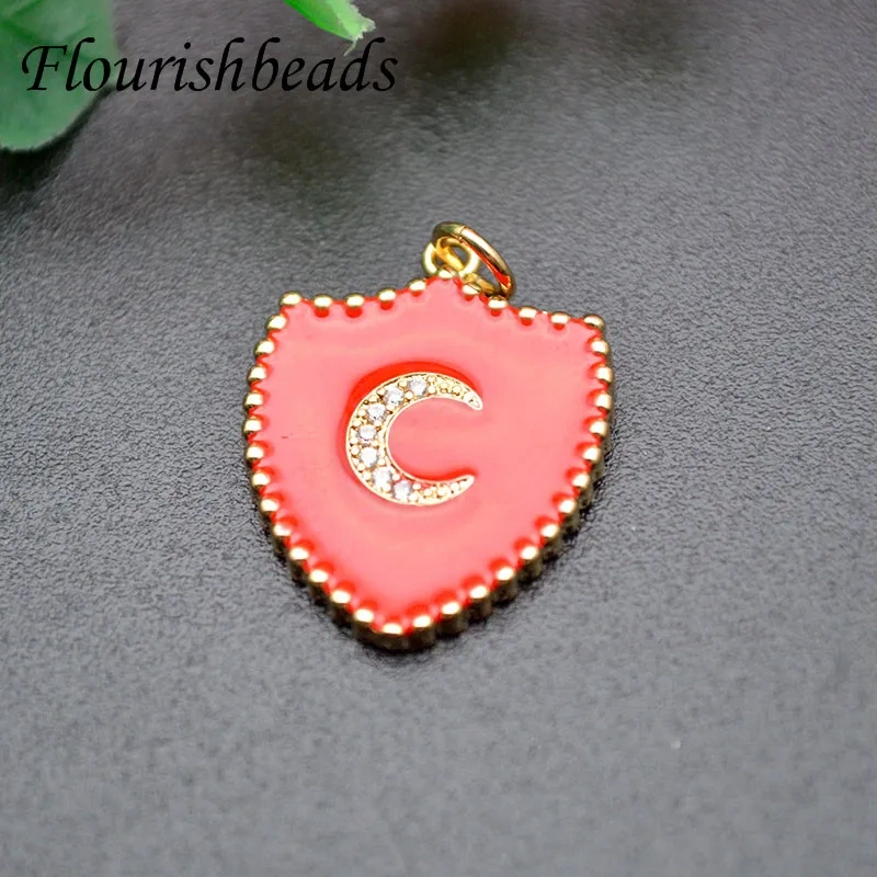Drop Oil Colorful Enamel Moon Star hand  Heart  Shape Pendant Diy CZ Beads paved Charms for Jewelry Making