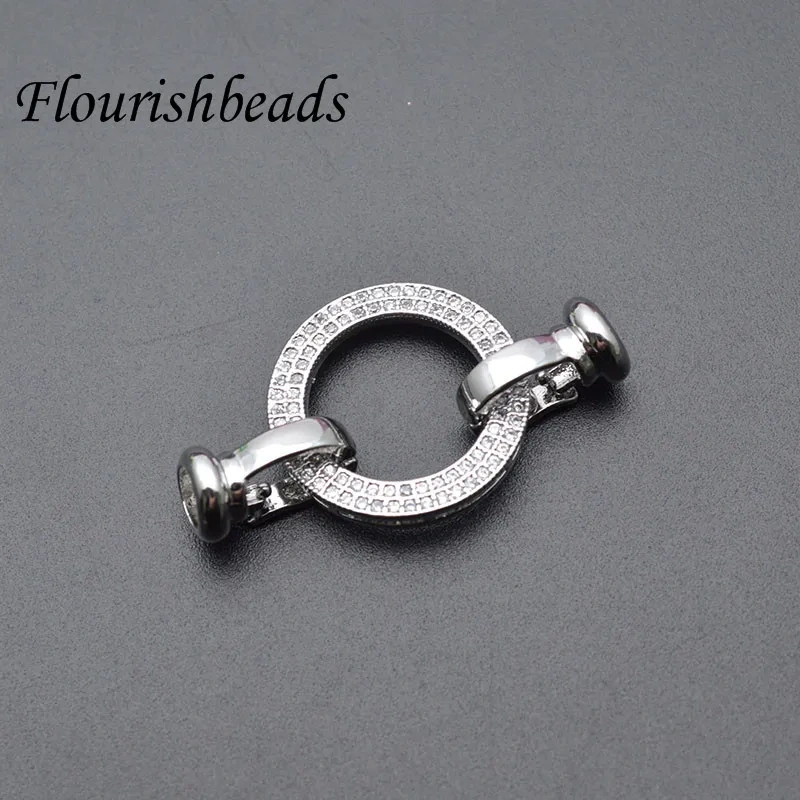 10pcs High Quality Nickel Free Paved CZ Beads Round Charm In Center Necklace Clasps Connector for Jewely Making