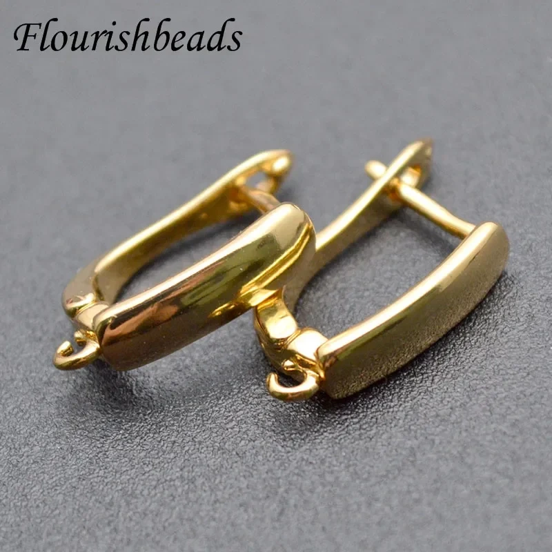 New Arrived High Quality Nickle Free Anti-rust Real Gold Plating Metal Rectangle Earring Hooks Jewelry Findings 30pc Per Lot