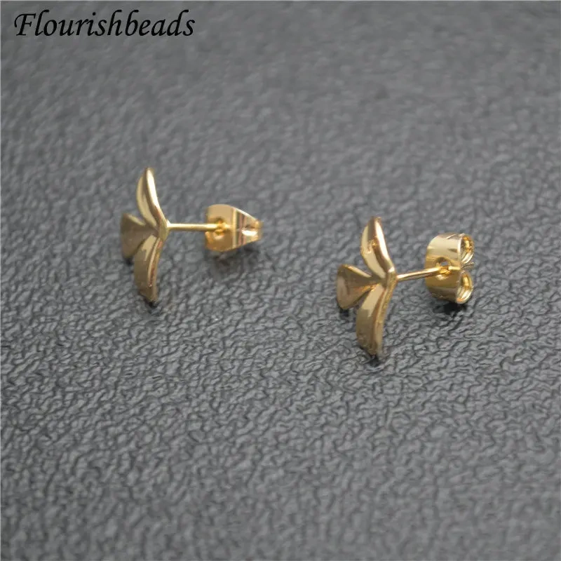 New Ins Girl Style Gold Color Anti-fade Leaf Shape Metal  Ear Stud Brass Cute Jewelry Findings Earrings DIY Materials 30pcs