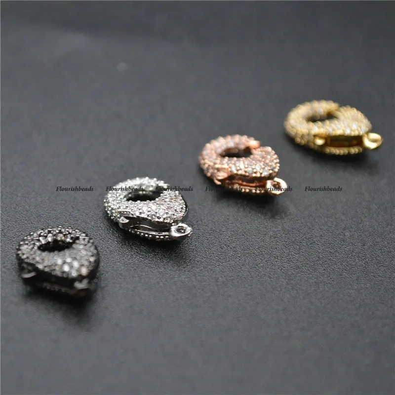 11x18mm Anti-Rust Paved CZ Beads Colorful Lobster Clasps Jewelry Finding Fit Necklace Making 10pcs Per Lot