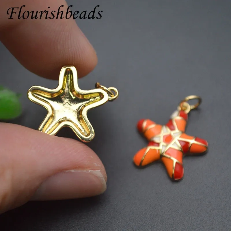 10pcs/lot  New Style Cute Enamel Starfish Pendant Sea Shell Charms Bracelet Necklace DIY Jewelry Making Accessories