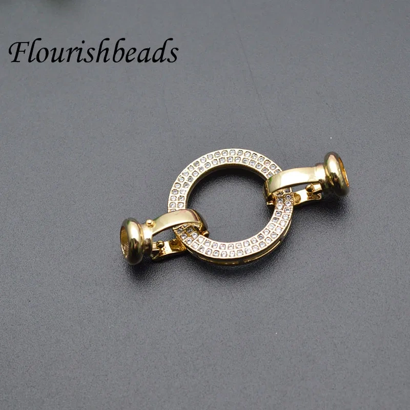 10pcs High Quality Nickel Free Paved CZ Beads Round Charm In Center Necklace Clasps Connector for Jewely Making