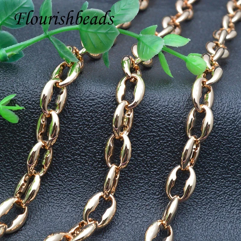 Top Quality 11x15mm Matel Copper Women Men Gold Color Coffee Beads Chain DIY Necklace Bracelet  5 / 10 Meter/lot