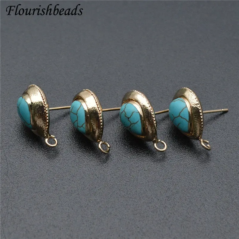 Gold Plating Blue Howlite Drop Shape Dangle Earrings making Stone Earring Hooks Jewelry Findings