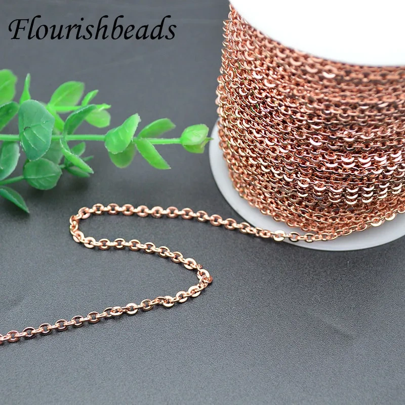 100m High Quality Rose Gold Color Small Size 2~3mm Tiny Copper Necklace Chains Fashion DIY Jewelry Making Supplies