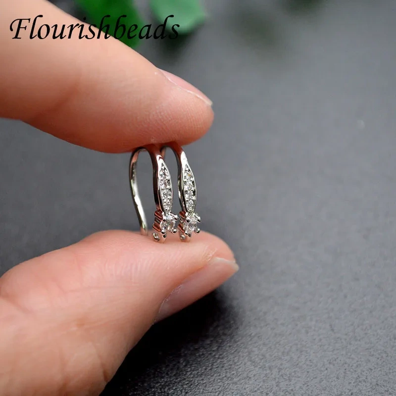 High Quality Nickel-free Anti-rust Zircon Paved  Metal Copper Earring Hooks Jewelry Findings 20pcs Per Lot