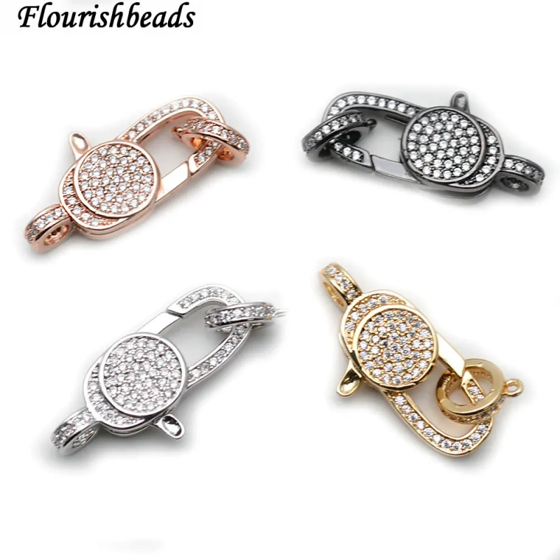 Paved CZ Zircon Big Size Necklace Clasps Jewelry Findings  Lot  Various Color: Gold /  Rose Gold / Gun Metal / Rhodium