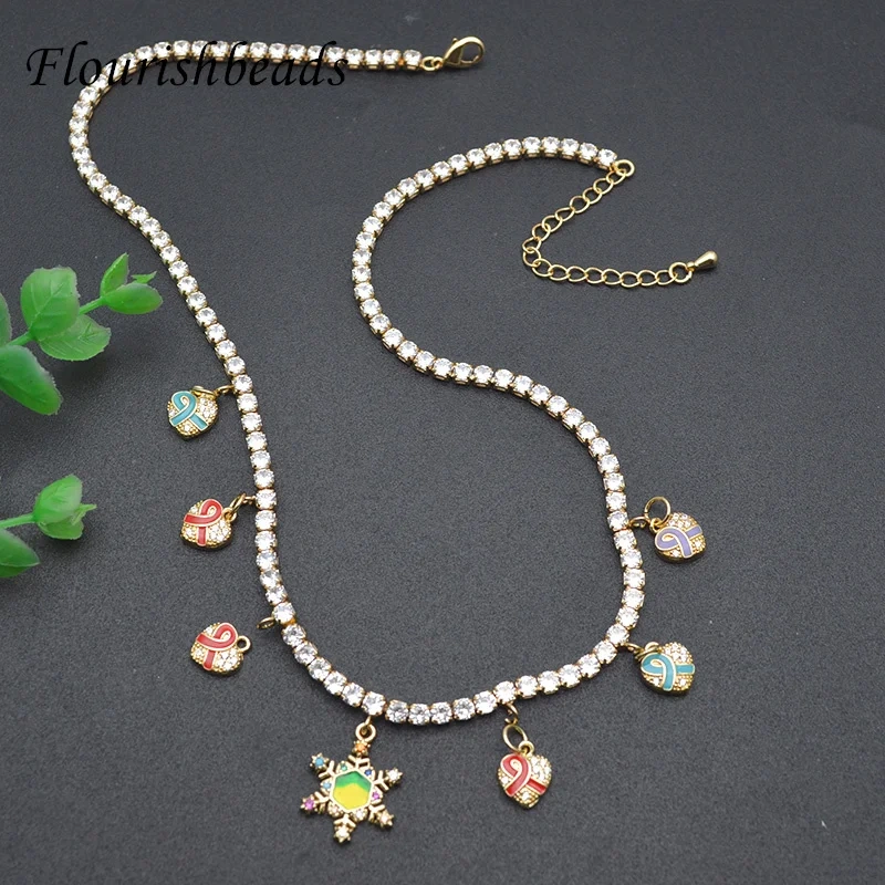 New Design High Quality with 7 Loops Link Chains Paved Zircon Beads Necklace Chain for Handmade Charms Necklace Jewelry Making