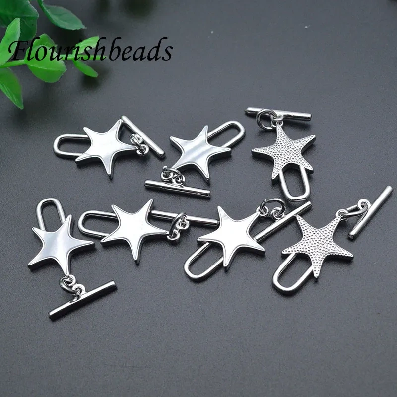 10set Nickel Free OT Clasps Star Heart Shape Shell Paved Toggle Clasp Connectors for Bracelet Necklace Crafts Jewelry Making DIY