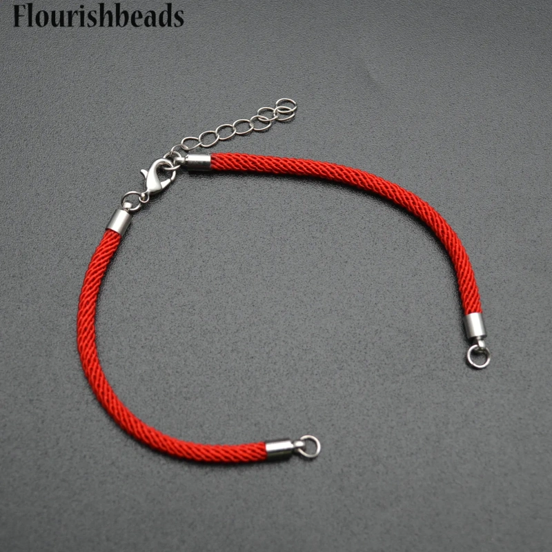 Red / Black Color 2.5mm Thickness Braided Thread Lobster Clasps Extender Chains Bracelet  Cord
