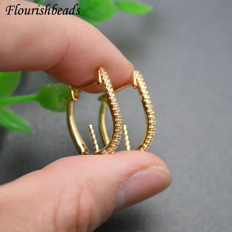 20pc Real Gold Plating Color Keep Long Time New Design Pin Inside Half Hole Beads Curved Earring Hooks Jewelry Making Supplies