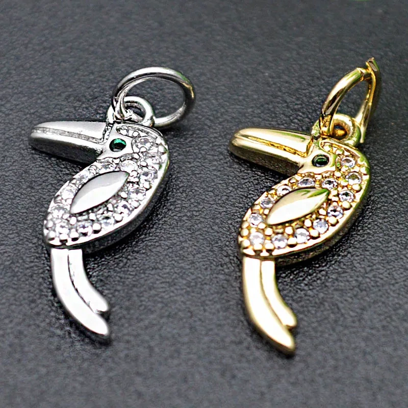 20pc High Quality Nickel-free Zircon Paved Animal Charms Gold  Silver Color Pendant Diy for  Bracelet Jewelry Making Wholesale